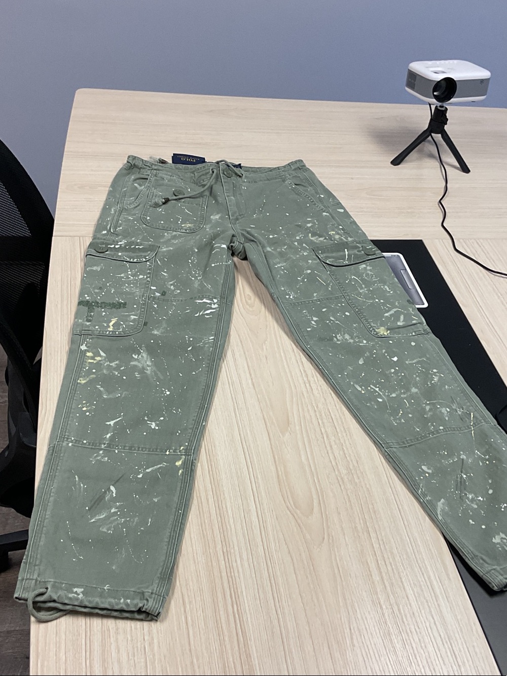 Ralph Lauren Olive Green Paint-Splatter Cargo Pants